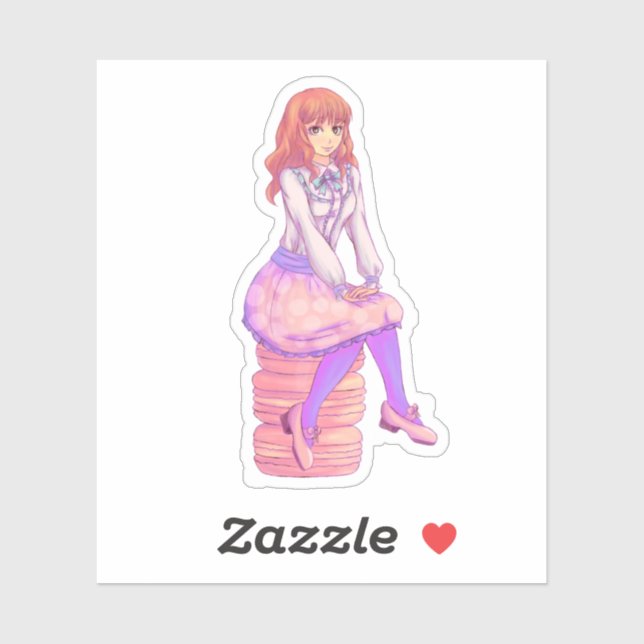 Pegatina Chica de Pink Macaron (Hoja)