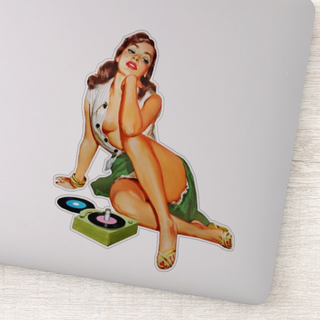 Pegatina Chica de pinza de cabeza roja que juega registros  (Detalle)