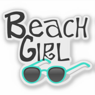 Pegatina Chica de playa con gafas de sol