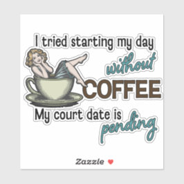 Pegatina Chica de plumas Coffee Addict