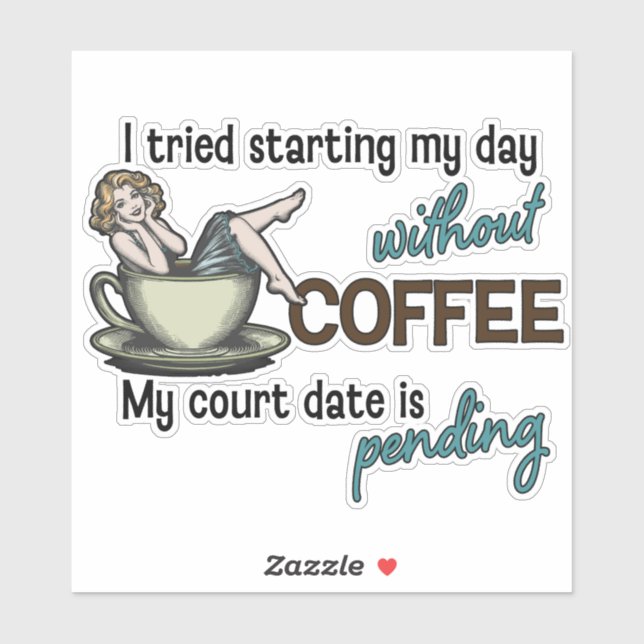 Pegatina Chica de plumas Coffee Addict (Hoja)