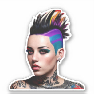 Pegatina Chica de Punk de Mohawk Resumen arte