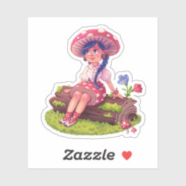 Pegatina Chica De Setas En La Naturaleza