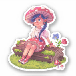 Pegatina Chica De Setas En La Naturaleza