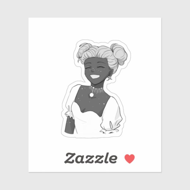 Pegatina Chica de sonrisa brillante (Hoja)