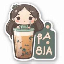 Pegatina Chica de té de Boba