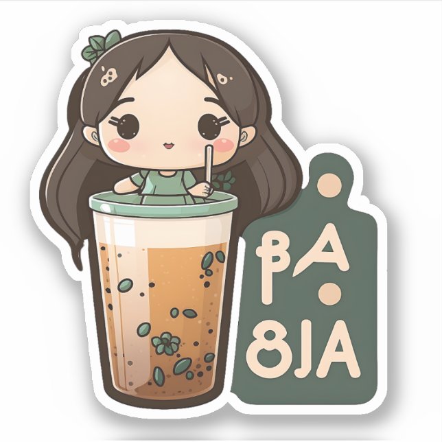 Pegatina Chica de té de Boba (Anverso)