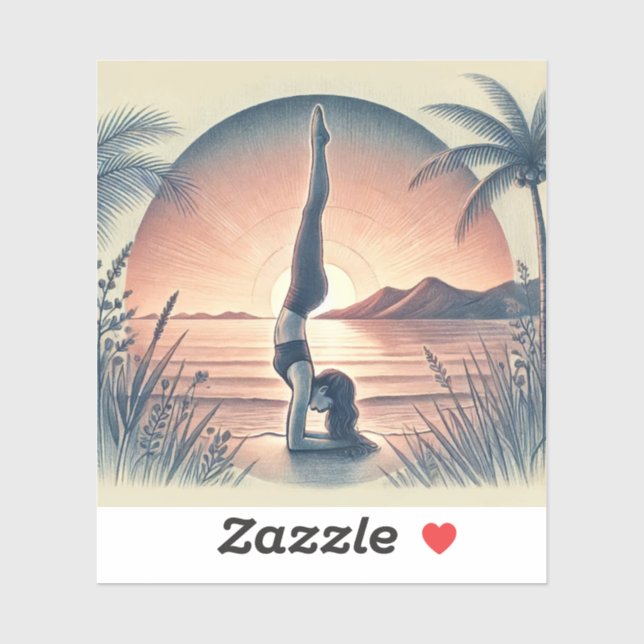 Pegatina Chica de yoga (Hoja)