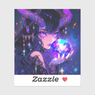 Pegatina Chica Demon Anime de Purple Crystal Ball