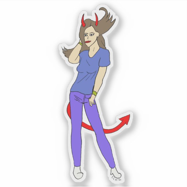 Pegatina chica diablo (Anverso)