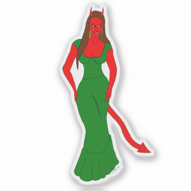 Pegatina chica diablo (Anverso)