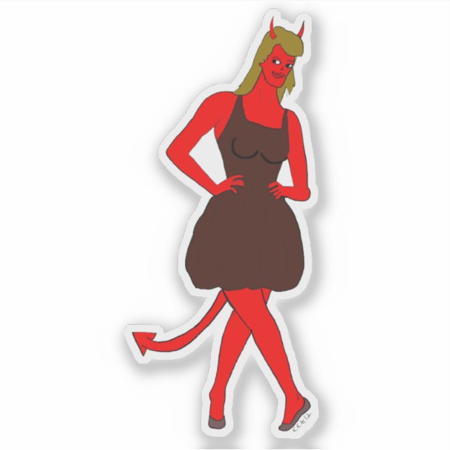 Pegatina chica diablo (Anverso)