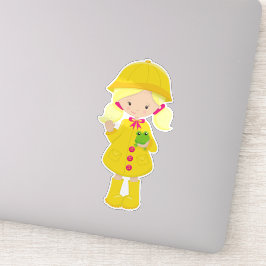 Pegatina Chica En Tiras, Botas, Pelo Rubio, Rana