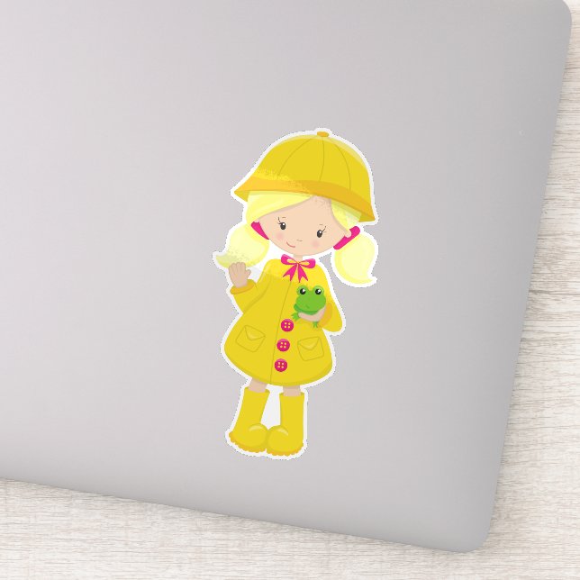 Pegatina Chica En Tiras, Botas, Pelo Rubio, Rana (Detalle)