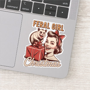 Pegatina Chica Feral Navidad Oposum Xmas Basura Retro