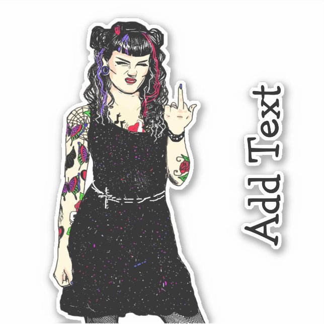 Pegatina Chica gótico de Punk volando el pájaro (Anverso)