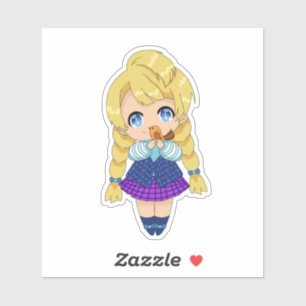 Pegatina Chica Kawaii con pájaro