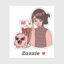Chica Kawaii de Anime con Batido de Chocolate y Ro