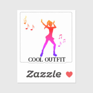 Pegatina Chica linda bailando con nota musical-k-pop