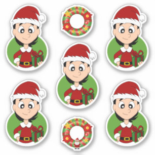 Pegatina Chica lindo con personalizado de Navidades de pelo