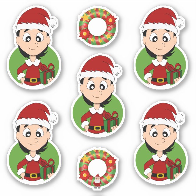 Pegatina Chica lindo con personalizado de Navidades de pelo (Anverso)