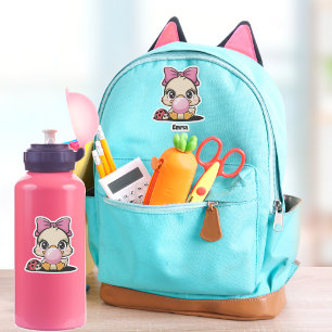 Pegatina Chica Pato Soplando Goma Rosa De Burbuja, Divertid