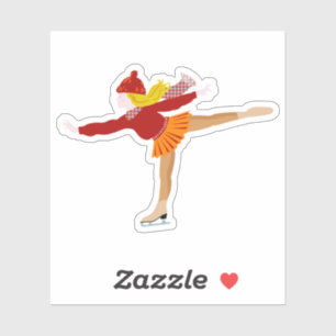 Pegatina Chica personalizado Patinaje sobre hielo Clipart d