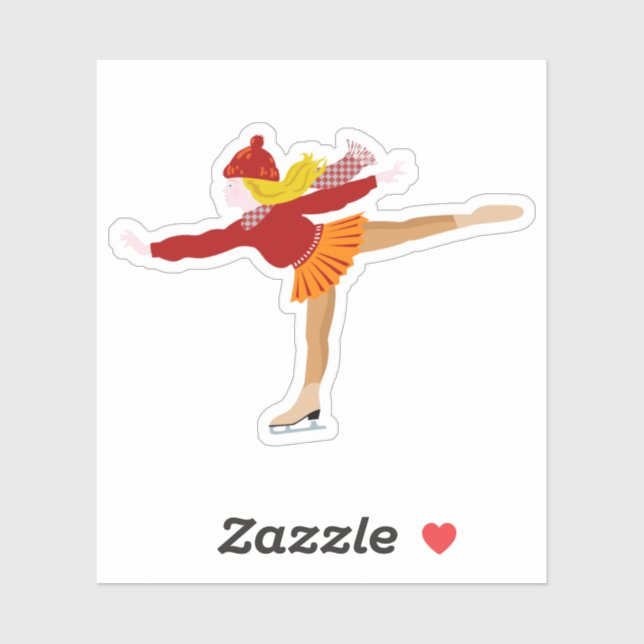 Pegatina Chica personalizado Patinaje sobre hielo Clipart d (Hoja)