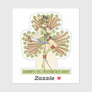 Pegatina Chica pin-up del día de San Patricio vintage