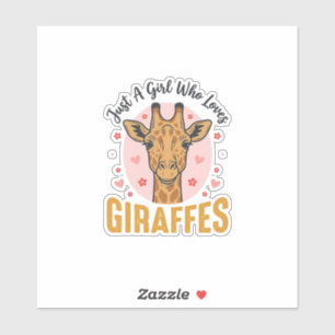 Pegatina Chica Que Ama Las Jirafas Diseño De Grabado Vintag