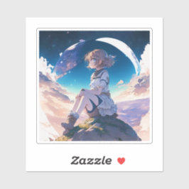 Pegatina Chica sentado al borde del espacio