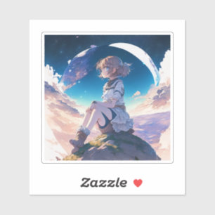 Pegatina Chica sentado al borde del espacio