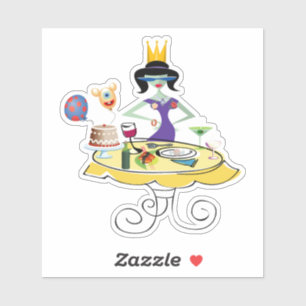 Pegatina Chica solitario celebra su cumpleaños