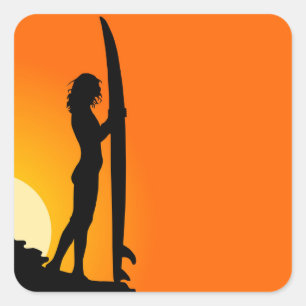 Pegatina Chica surfer