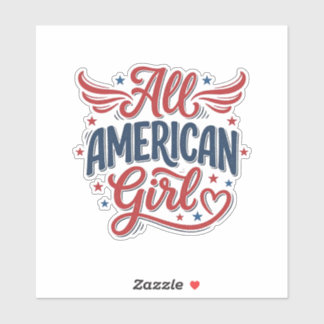 Pegatina Chica totalmente americana Diseño vectorial vintag