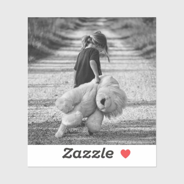 Pegatina chica triste caminando con oso (Hoja)