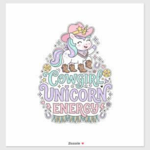 Pegatina Chica Vaquera Unicornio Energía Unicornio Producto