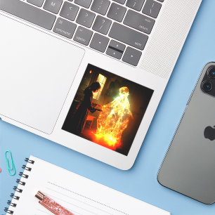 Pegatina Chica y fantasma