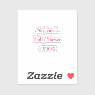 Pegatina Chicas Baby Shower Pink Custom Name Elegant 2024