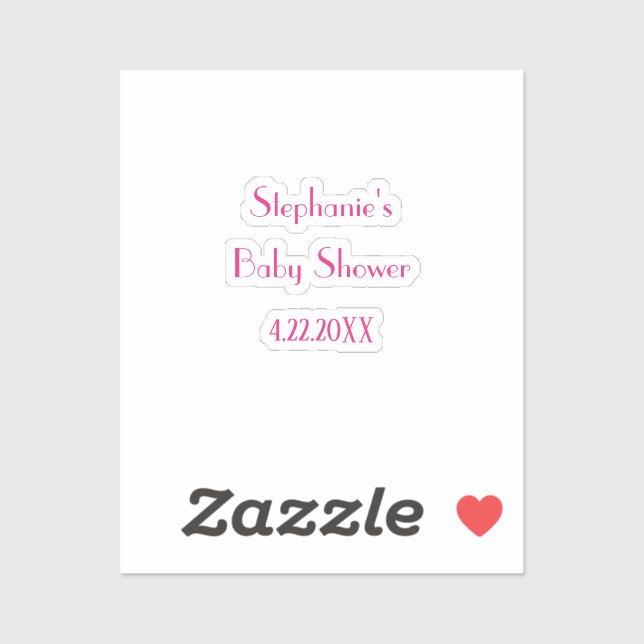 Pegatina Chicas Baby Shower Pink Custom Name Elegant 2024 (Hoja)