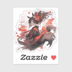 Pegatina Chicas de arte de Yokai-Fox de Japón