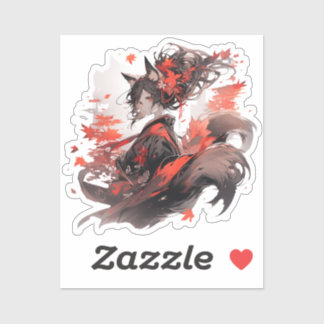 Pegatina Chicas de arte de Yokai-Fox de Japón