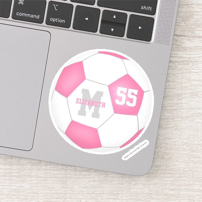 Pegatina Chicas de fútbol blanco rosado personalizados (Detalle)