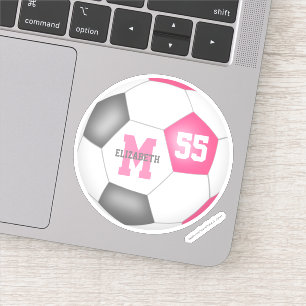 Pegatina Chicas de fútbol gris rosado personalizados