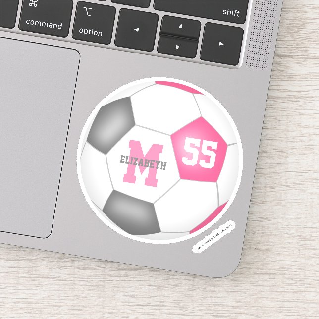 Pegatina Chicas de fútbol gris rosado personalizados (Detalle)