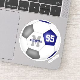 Pegatina chicas de fútbol masculino de color gris azul