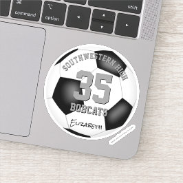 Pegatina chicas de fútbol masculino del equipo gris blanco 