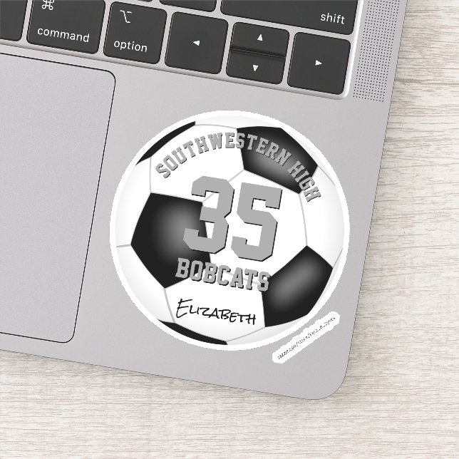 Pegatina chicas de fútbol masculino del equipo gris blanco  (Detalle)