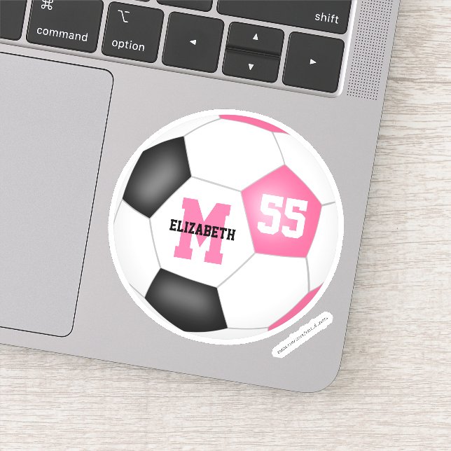 Pegatina Chicas de fútbol negro rosado personalizados (Detalle)