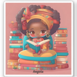 Pegatina Chicas de la lectura mundial - Angola
